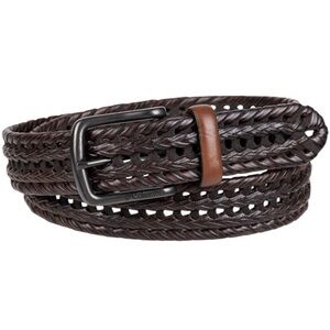 Columbia Men’s Braided Woven Bonded Leather Two Tone Brown Belt